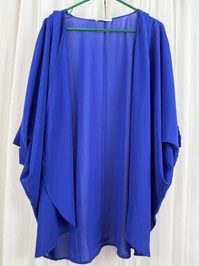 Zenana XL Blue Sheer Kimono Cardigan Open Front Dolman Sleeve